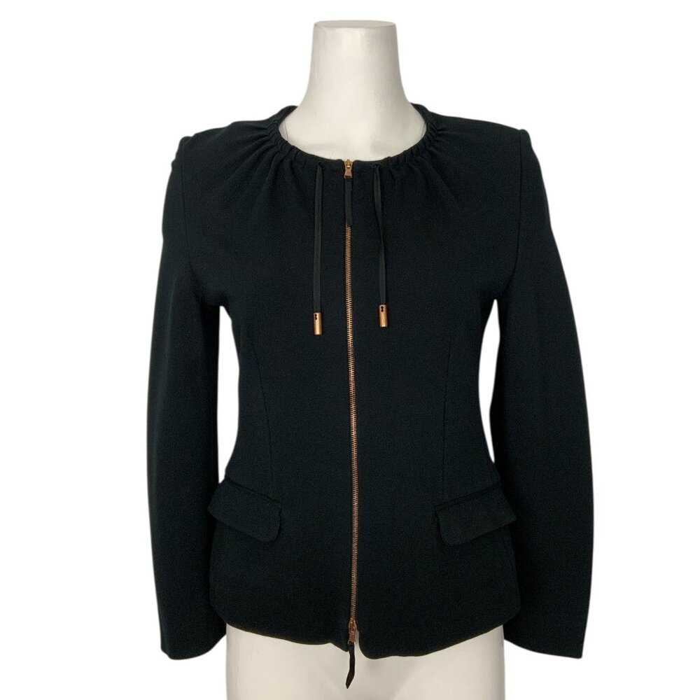 Piazza Sempione Gathered Neck Jacket Blazer 40 US 4 Black